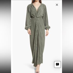 4SI3NNA Olive Green Pleated Dress